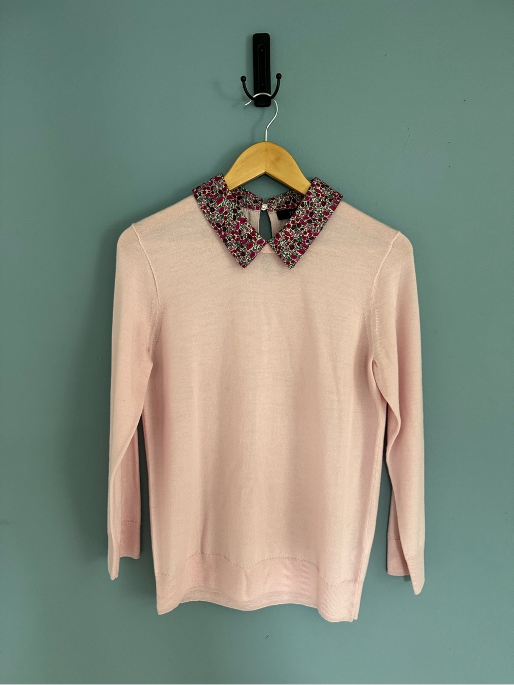 J. Crew Pink Sweater with Floral Collar